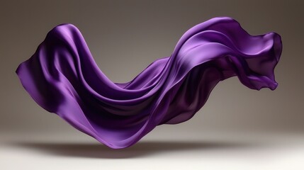 Purple fabric drapes elegantly in mid-air