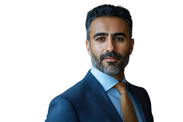 Portrait of a confident middle-aged businessman in a suit, looking directly at the camera. background removed