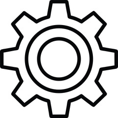line drawing of a gear icon, vector eps outline