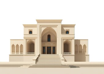 Fototapeta premium Architectural rendering showcasing a majestic facade of a historical building on white background