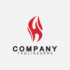 Letter H Flame Logo Design Template, H fire logo, Emblem, Design Concept, Creative Symbol, Icon