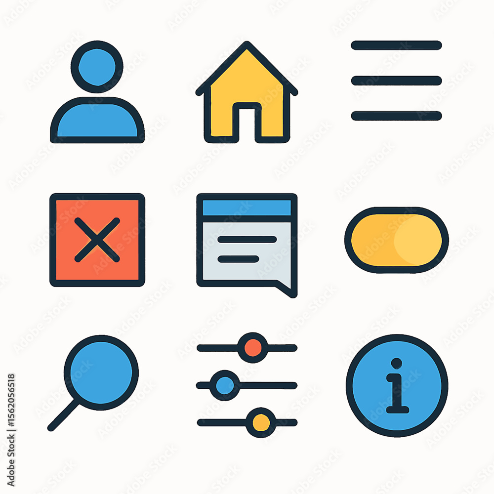 Poster collection of vector user interface elements and icons for applications and websites