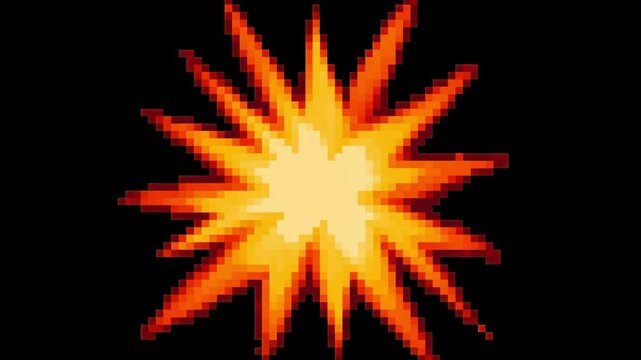 Pixelated explosion with vibrant colors animated overlay, transparent 4K video, alpha channel, ProRes 4444