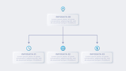 Neumorphic flow chart infographic. Creative concept for infographic with 4 steps, options, parts or processes.