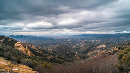 Fototapeta premium Overlook view of hills and mountain