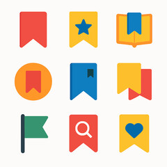 Colorful bookmark icons representing various categories and favorite links selection