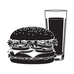 Satisfying design for a global icon – Burger silhouette drawn in layered Burger vector – Burger illustration

