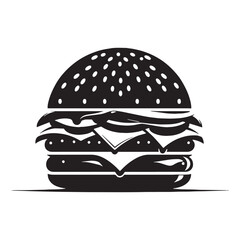 Fast food meets flat art – Burger silhouette layered in modern Burger vector – Burger illustration

