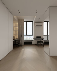 Modern Living Room with Home Entertainment System and Piano