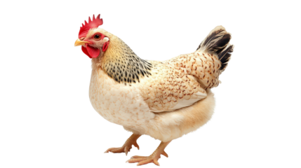 Chicken with shadow softly falling behind, realistic lighting Transparent background, PNG