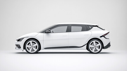 Sleek white hybrid car mockup design.