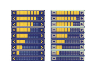 Volume sounds button, interface, pixel art design retro 80s console gaming app, flat style, old school computer graphic design, 8-bit sprite, video game assets, vector illustration.