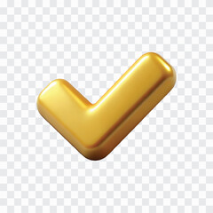 3D Gold Check Mark Icon   Approval Symbol, Success Verification, Golden Tick Element © image stock