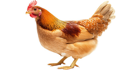 Fototapeta premium Chicken with slightly tilted head, curious look, Transparent background, PNG