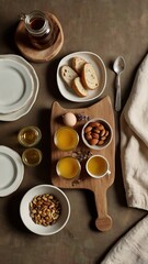 Rustic Organic Breakfast with Cozy Countryside Vibes – Top View