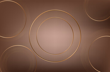 Premium background design with mocha mousse line pattern (texture) in luxury pastel color. Abstract horizontal vector template for business banner.dark brown background with golden brown circles. 
