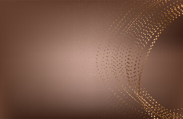 Gold abstract waves background. Golden curve lines vector illustration isolated on brown Luxury glitter shiny swirl. Connecting dots and lines. Big data visualization and Business .Vector illustration
