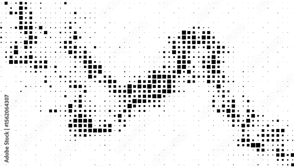 Poster black and white abstract motion of particles pattern with pixel effect for modern background and jer