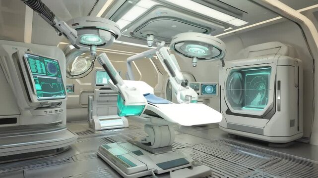 Futuristic medical laboratory or surgical room with advanced technology