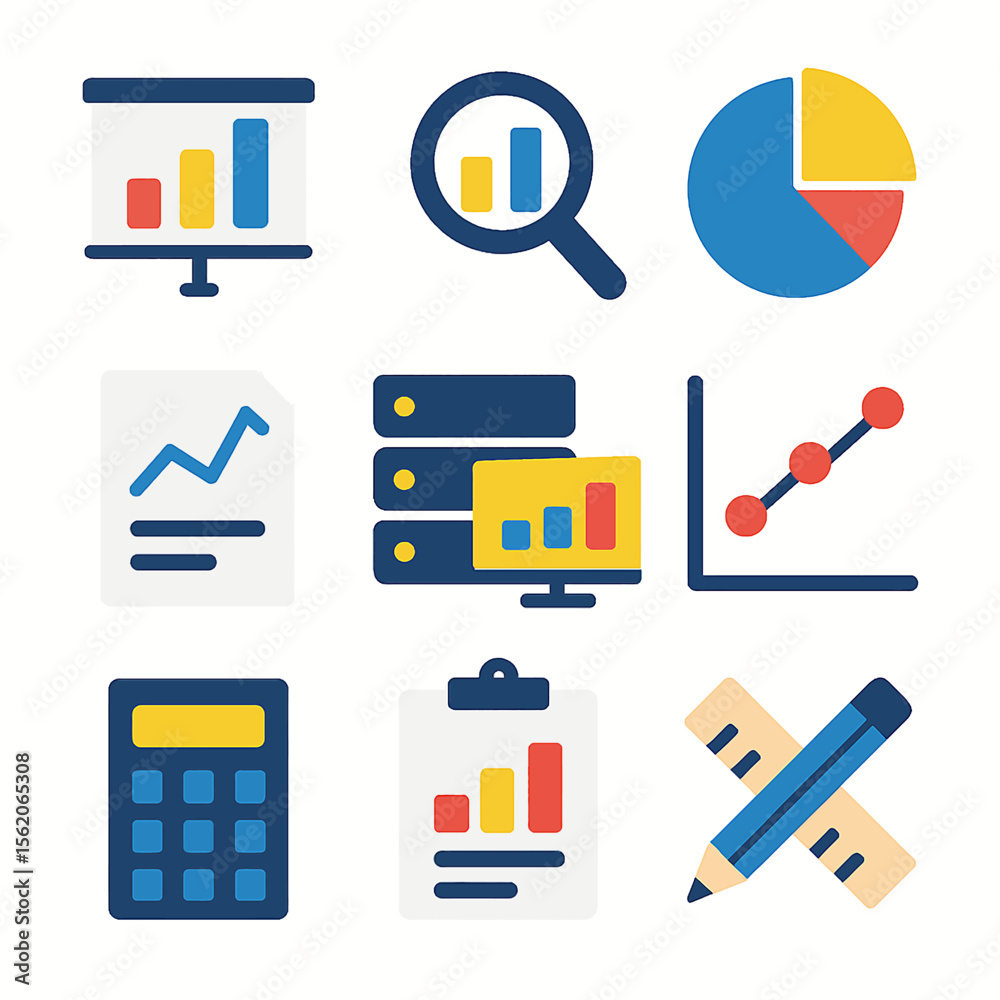 Poster data analysis tools featuring charts graphs and diagrams for presentations and reports
