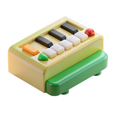 3d cartoon mini keyboard toy isolated on transparent background