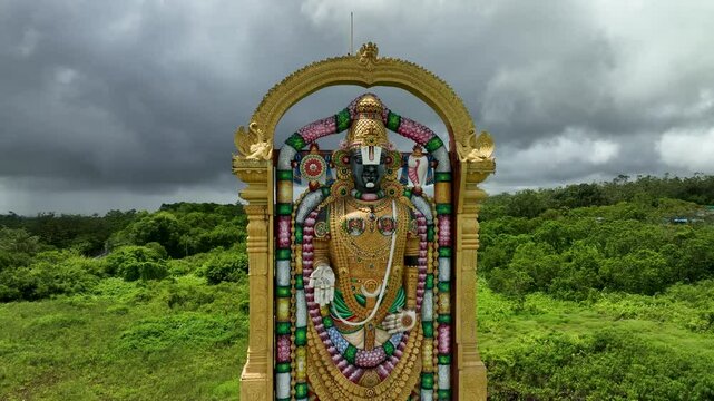 Aerial view of Hari Hara Devasthanam Temple, Mauritius.