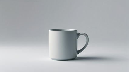 Fototapeta premium A white cup mug coffee tea drink ceramic simple clean minimalist beverage kitchenware object still life studio