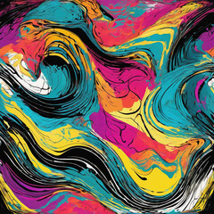 Virtual Ink Painting in Screenprint Style Artwork