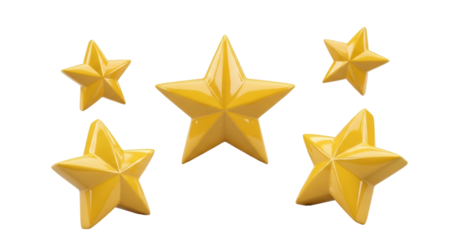Isolated Golden Yellow Star Shapes
