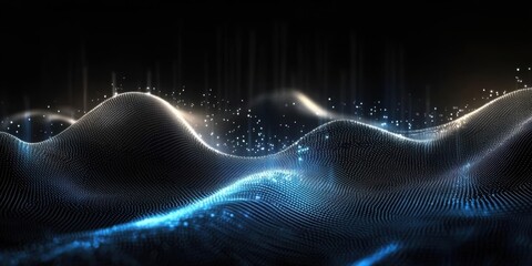 abstract wave digital technology background- sound and graphic shapes- network- graph- fluctuations. ai generative