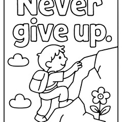 Child Climbing Mountain - Never Give Up - Perseverance, Determination, & Overcoming Challenges Concept