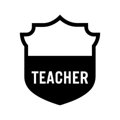 Teacher Typography Badge with Vintage Classroom Icon Style  