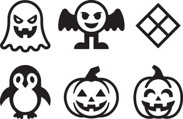 Assorted Halloween and Winter Icons An Eclectic Mix of Spooky and Seasonal Designs