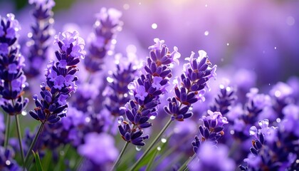 Obraz premium Close Up Purple Lavender Flowers In Garden