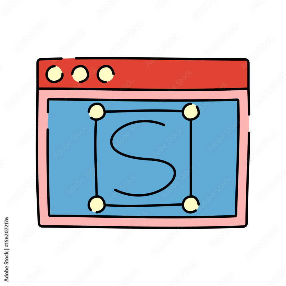 Fototapete typography ui doodle style, browser with large s for text formatting and design layout, ideal for de