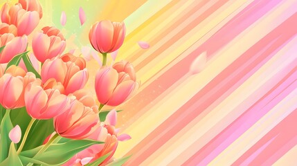 Vibrant Pink Tulip Bouquet Spring Floral Background