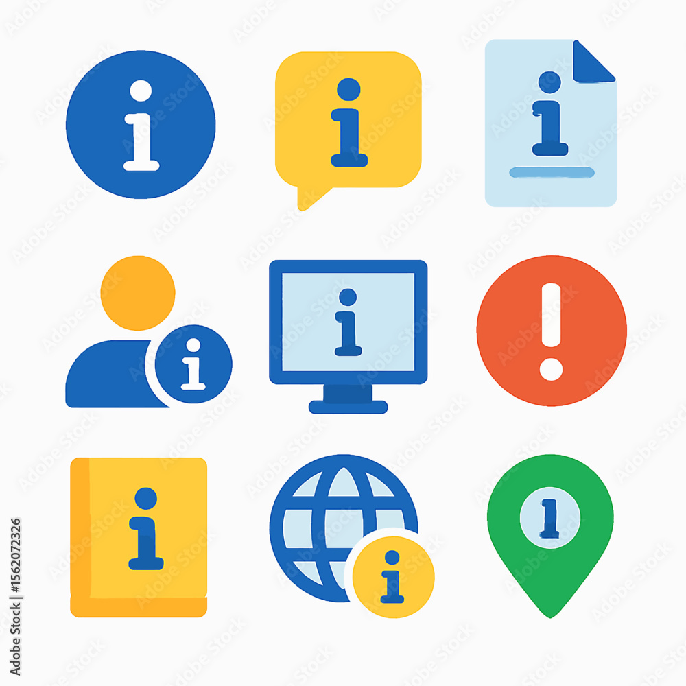 Poster information and alert icons collection for web design user interfaces elements