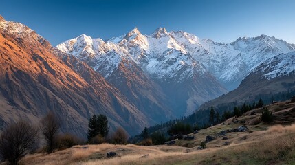 Fototapeta premium Snowy mountain range scenic