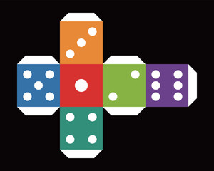 のりしろ付きのサイコロの展開図