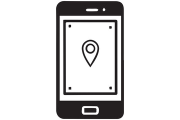 Minimal Black & White Location Icons Set – Flat Vector Design of Maps, Navigation, and Global Technology Symbols

