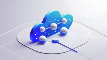 Isometric Data Transfer and Cloud Storage Icon: Digital Service Representation with Network Connection for Websites