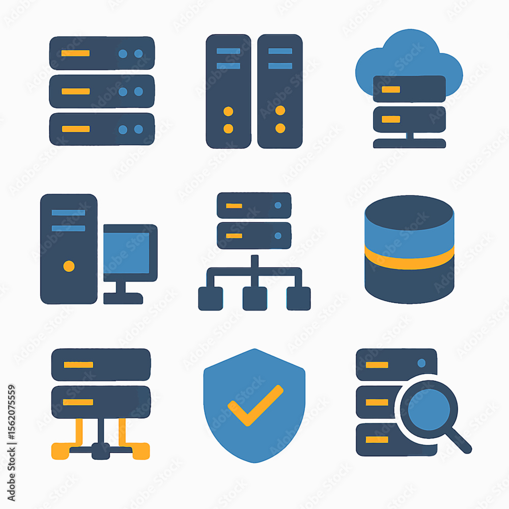 Poster network infrastructure with servers and cloud computing icons for digital technology