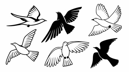 set of vector birds