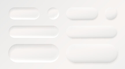 Frame button, white color set, minimal label message. Vector illustration 