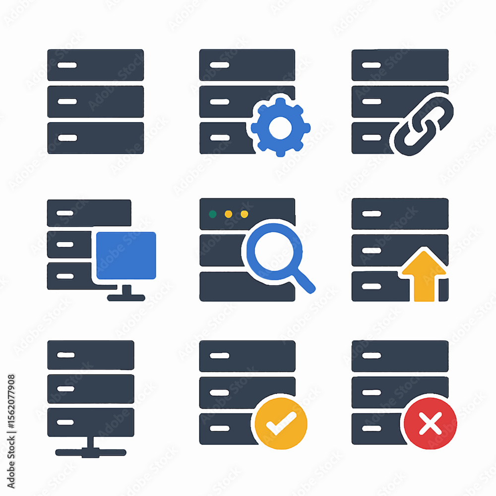 Poster Server icons showing network connections, database, and data processing functions