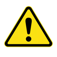 An alert icon shows a yellow triangle with black exclamation mark against a transparent background, indicating caution.