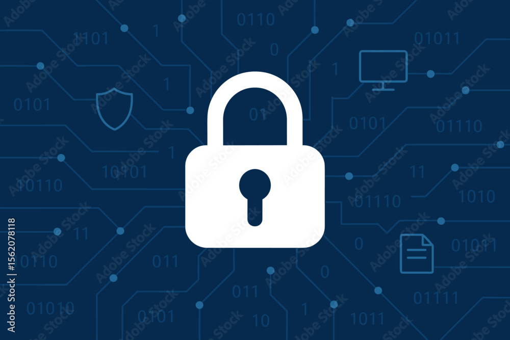 Aufkleber cyber security concept with digital padlock icon. network data protection, internet safety, and priv