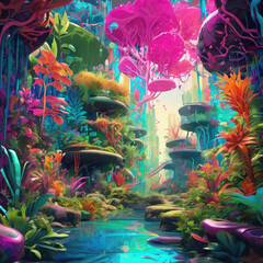Psychedelic Botanical Garden Street Art Cinemagraph