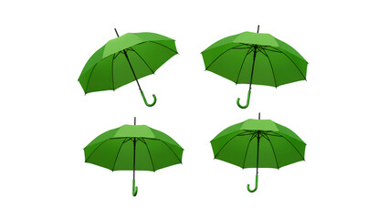Obraz premium Set of green umbrella isolated on transparent background.