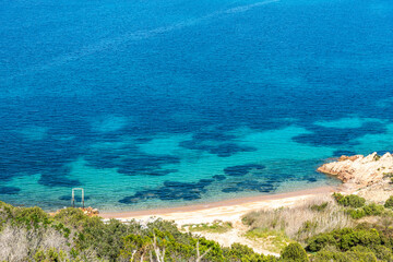 Shades of blue in Capo Coda Cavallo shoreline
